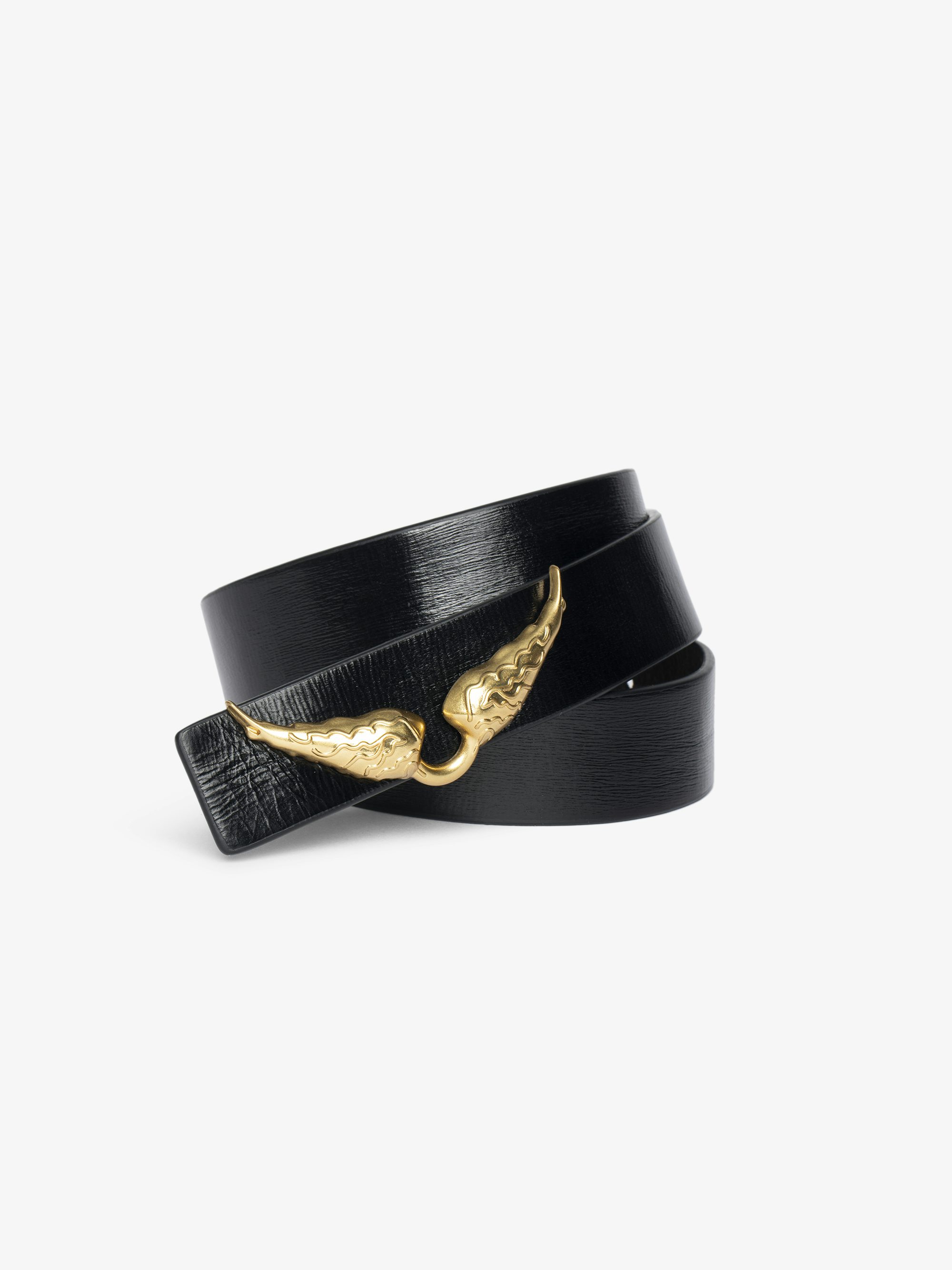 Rock Reversible Vintage Belt - 30mm wide reversible belt in vintage-inspired leather with wing-shaped buckle.
